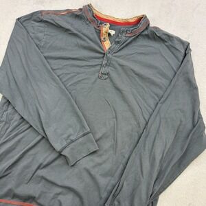 Carbon 2 Cobalt Henley Mens XL Gray Shirt Snap Long Sleeve 100% Cotton